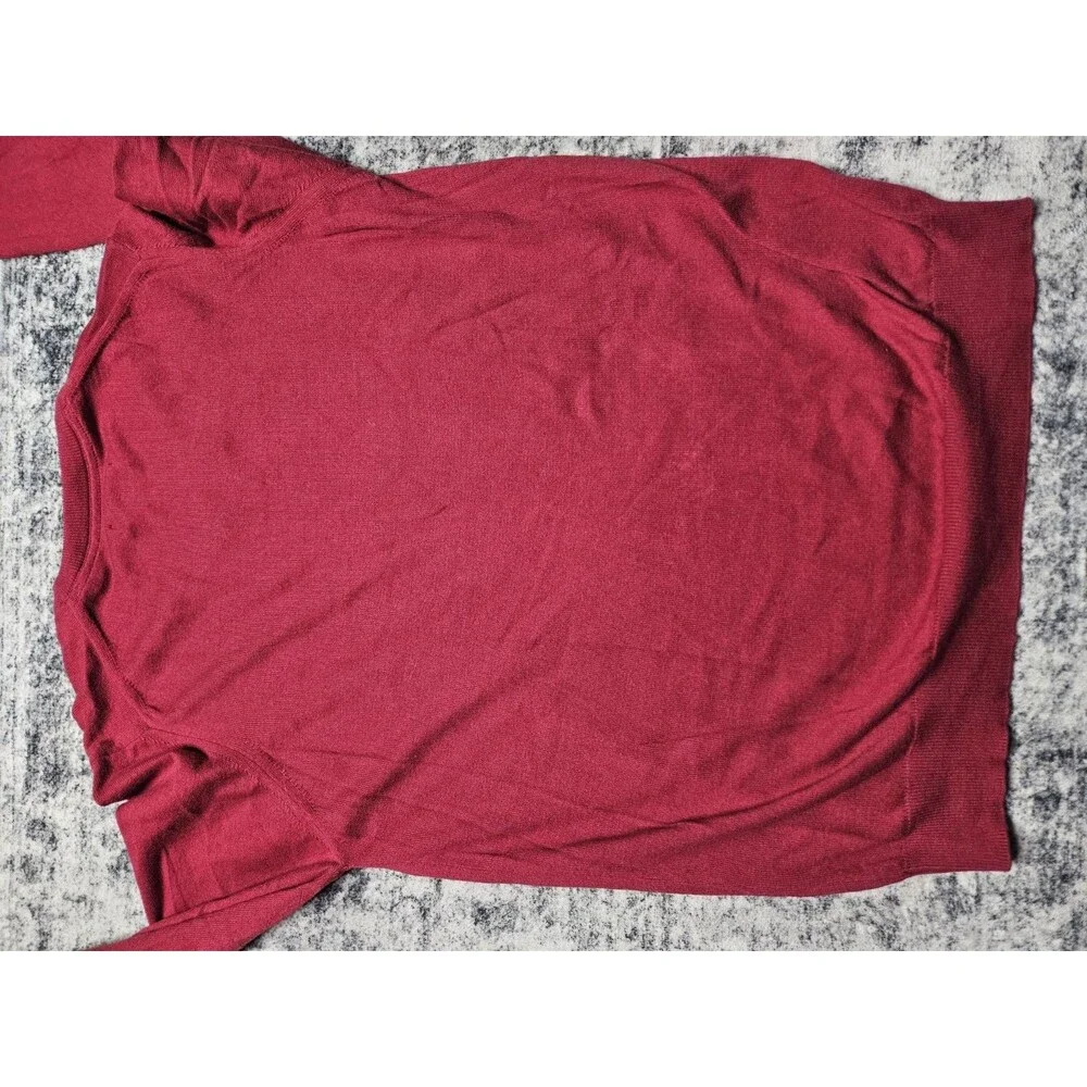 Barbour V-Neck Sweater Men Large Red  Lightweight Cotton Cashmere Pullover